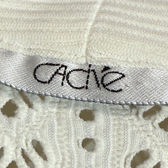 Cache Stretch Knit High Collar Pullover Sweater 3/4” Sleeve Crochet & Rib Size S - Picture 4 of 6